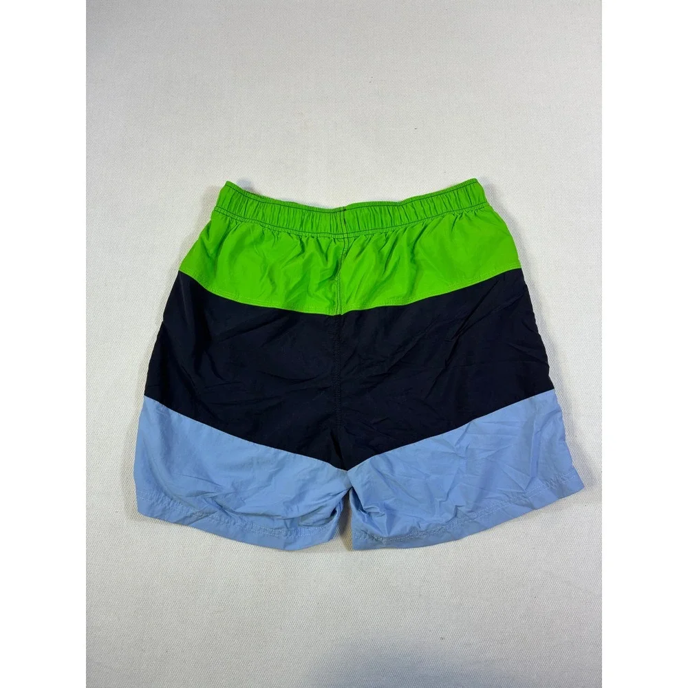 Nautica Mens Colorblock Swim‎ Trunks Green Navy Blue Mesh Lined Size Medium